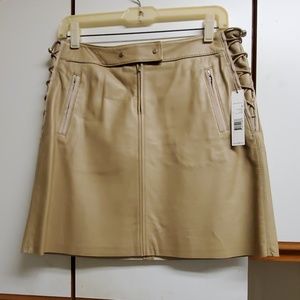 Tan leather skirt